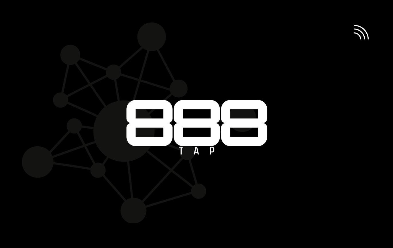 Front of the 888TAP card with NFC tap symbol